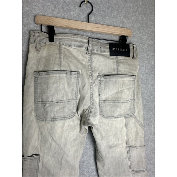 Waimea Jeans Men 30x36 Skinny Light Gray Distressed Skater Stack Street Hip Hop - Picture 7 of 8